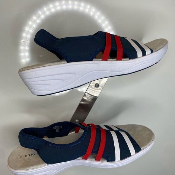 Easy spirit red white and blue sling back wedges 10 M - Picture 3 of 5